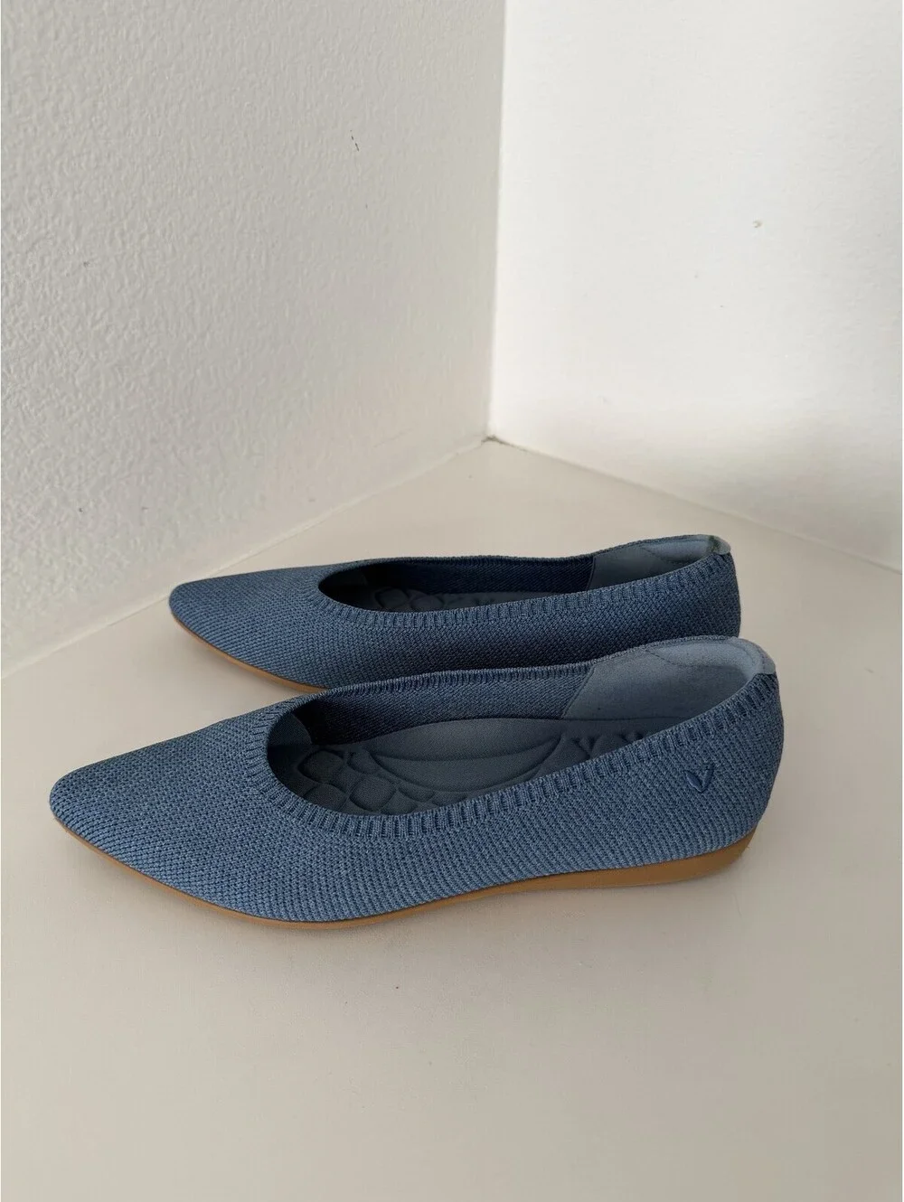 VIVAIA Blue Pointed Toe Knit Flats Eco-Friendly EU 39